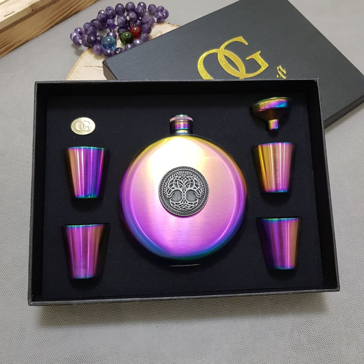 ست بطری جیبی استیل ضخیم درخت زندگی