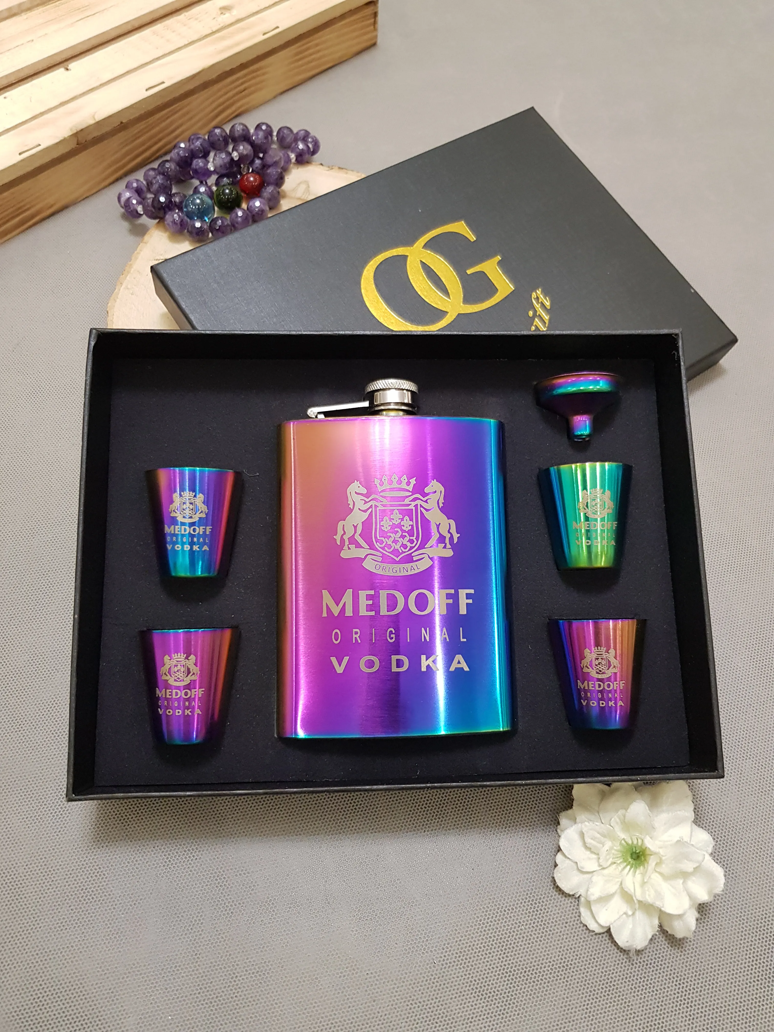 Modaf hologram steel pocket bottle set