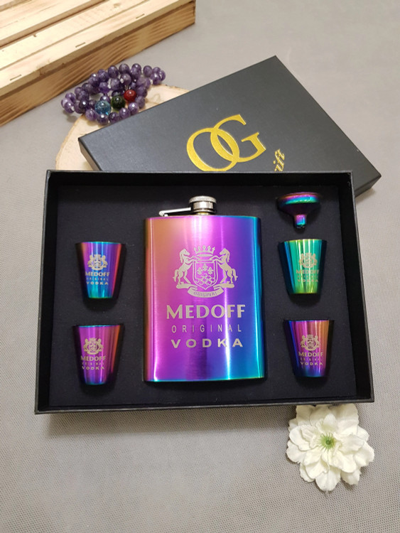 ست بطری جیبی استیل هولوگرامی مدف