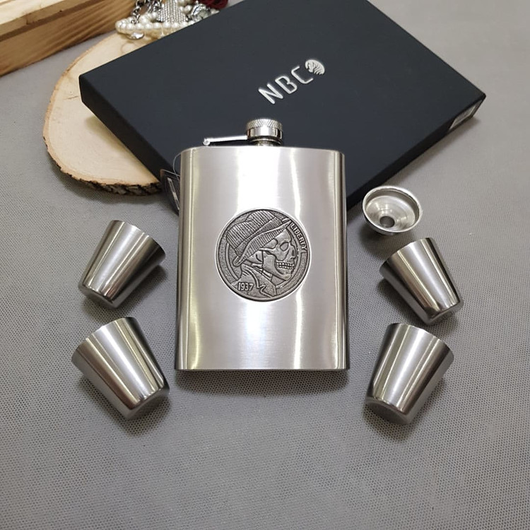 بطری جیبی پلاک دار مدل اسکلت