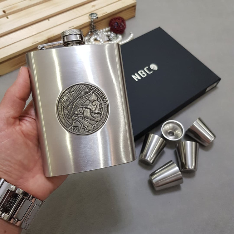 بطری جیبی پلاک دار مدل اسکلت