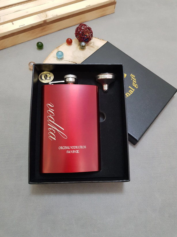 بطری جیبی استیل قرمز ودکا