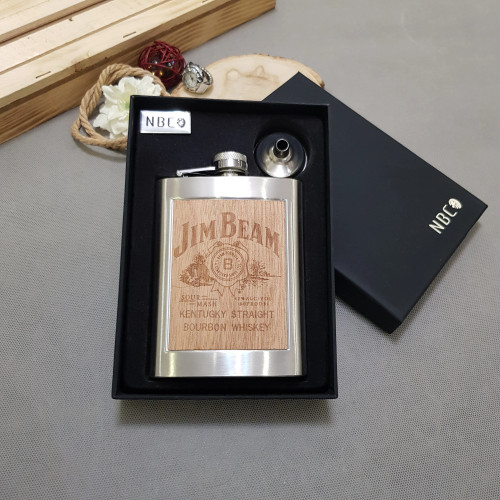 بطری جیبی استیل پلاکدار جیم بیم