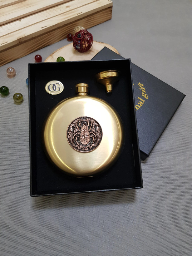 بطری جیبی پلاک دار رزگلد عنکبوتی