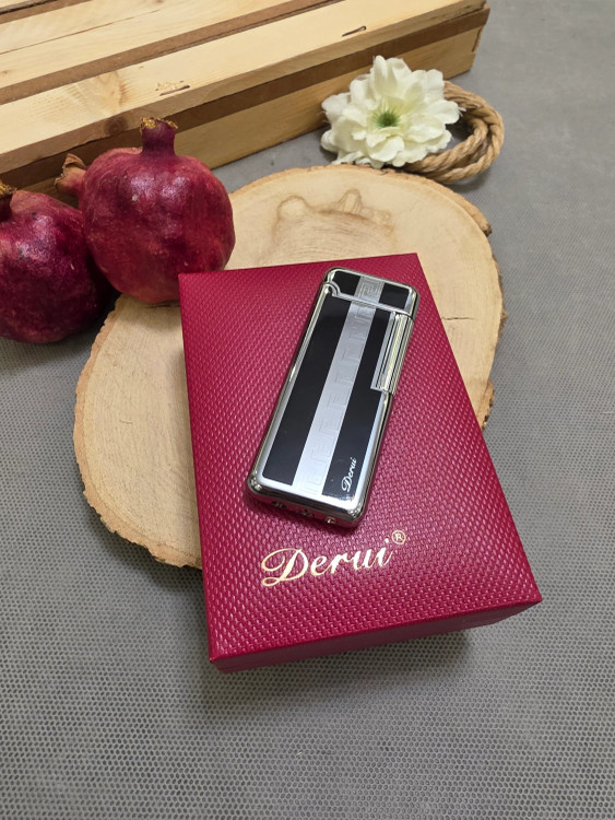 فندک گازی بغل زن مشکی نقره ای derui