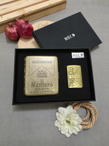 ست فندک و جاسبگاری برنجی مارل برو