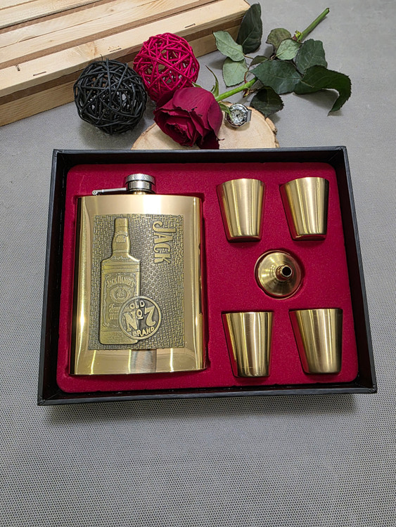 ست بطری کتابی طلایی با پلاک جذاب جکدنیلز