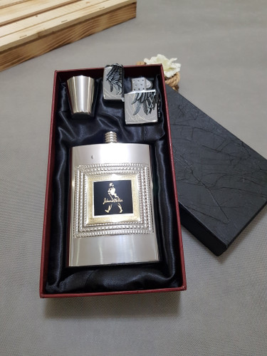 ست بطری جیبی استیل فندکدار به همراه شات