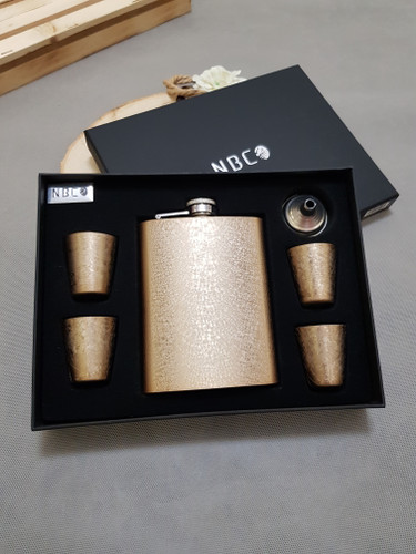 ست بطری جیبی استیل آسفالتی طلایی با بدنه ی ضدخش