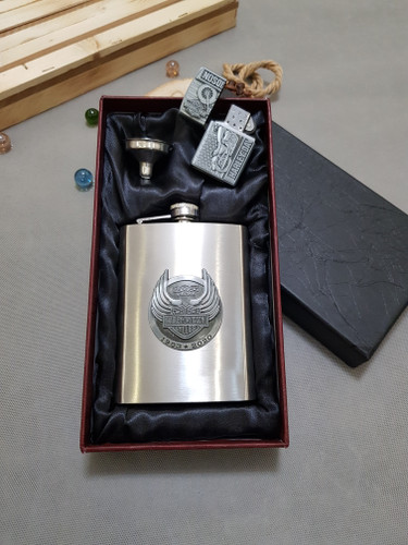 ست بطری جیبی و فندک استیل پلاکدار هارلی دیویدیون